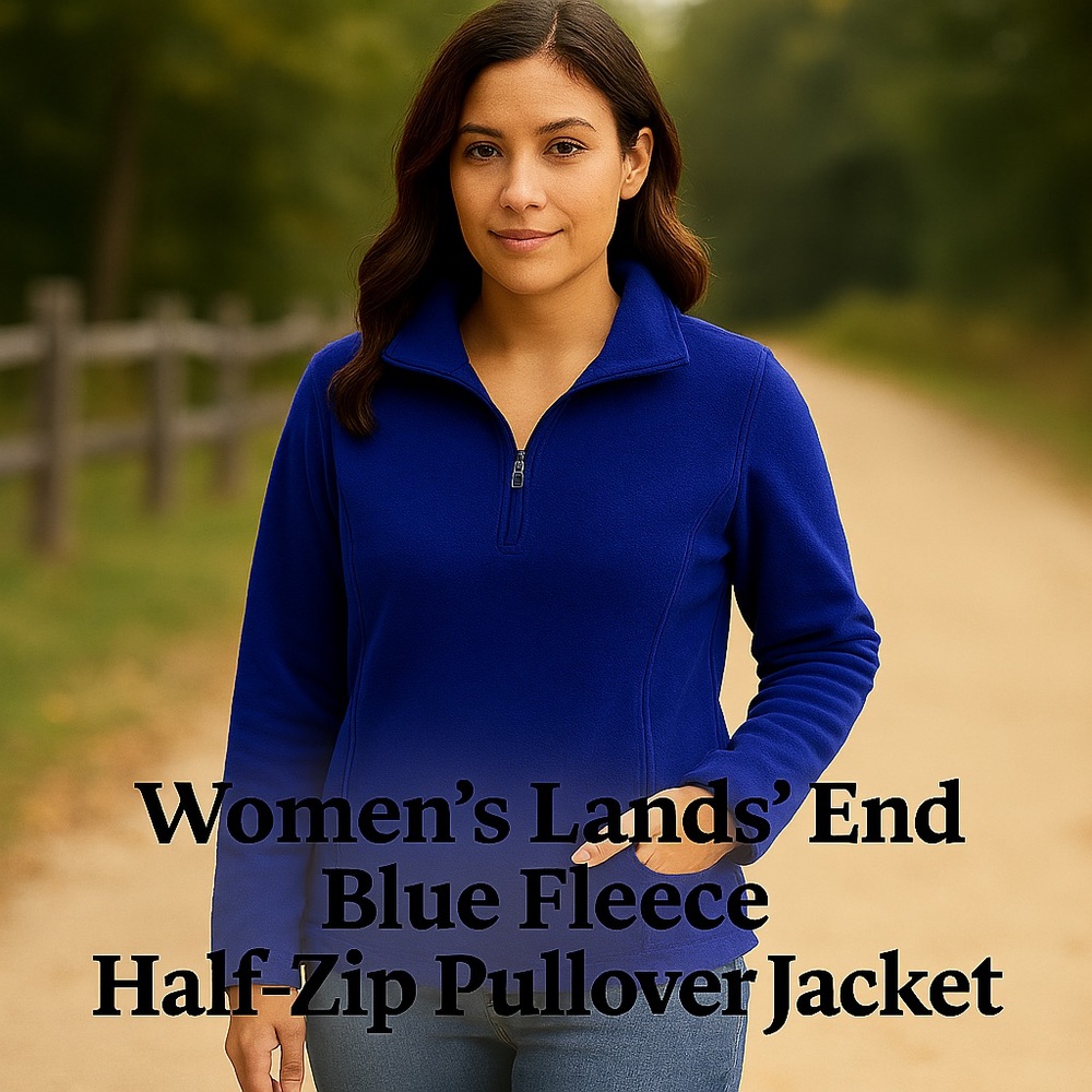 Lands' End Royal Blue Fleece Half-Zip Pullover